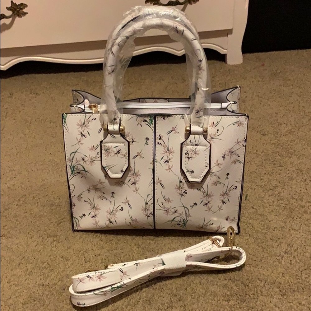 Women’s White Floral Print Purse
